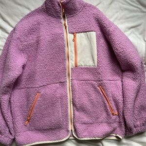 Universal Thread Pink Sherpa Jacket with Orange Accents